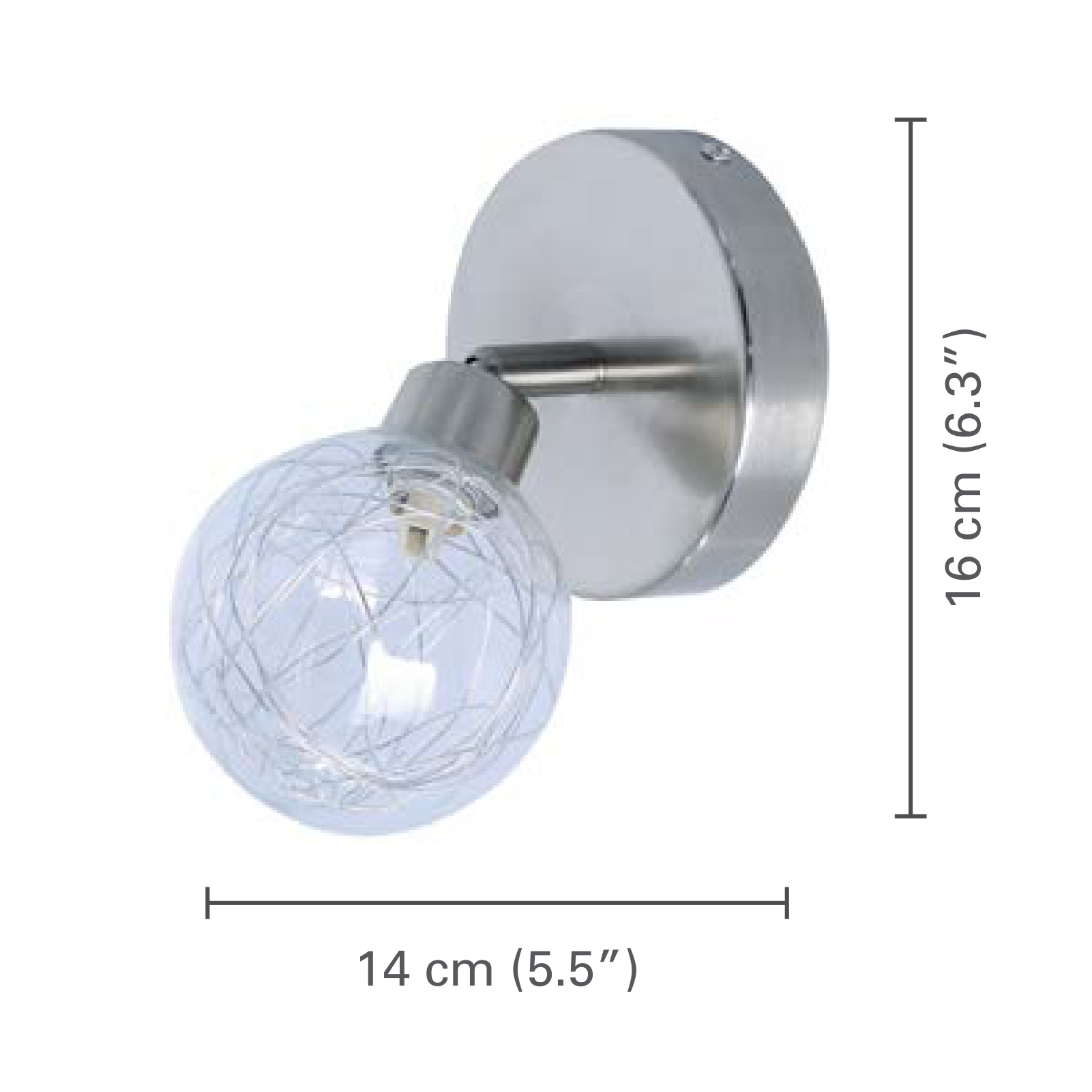 Xtricity - Luminaire Directionel à 1 Tête, Largeur de 5.5'', De la Collection Oscar, Argenté - dimensions - Simple Boutique