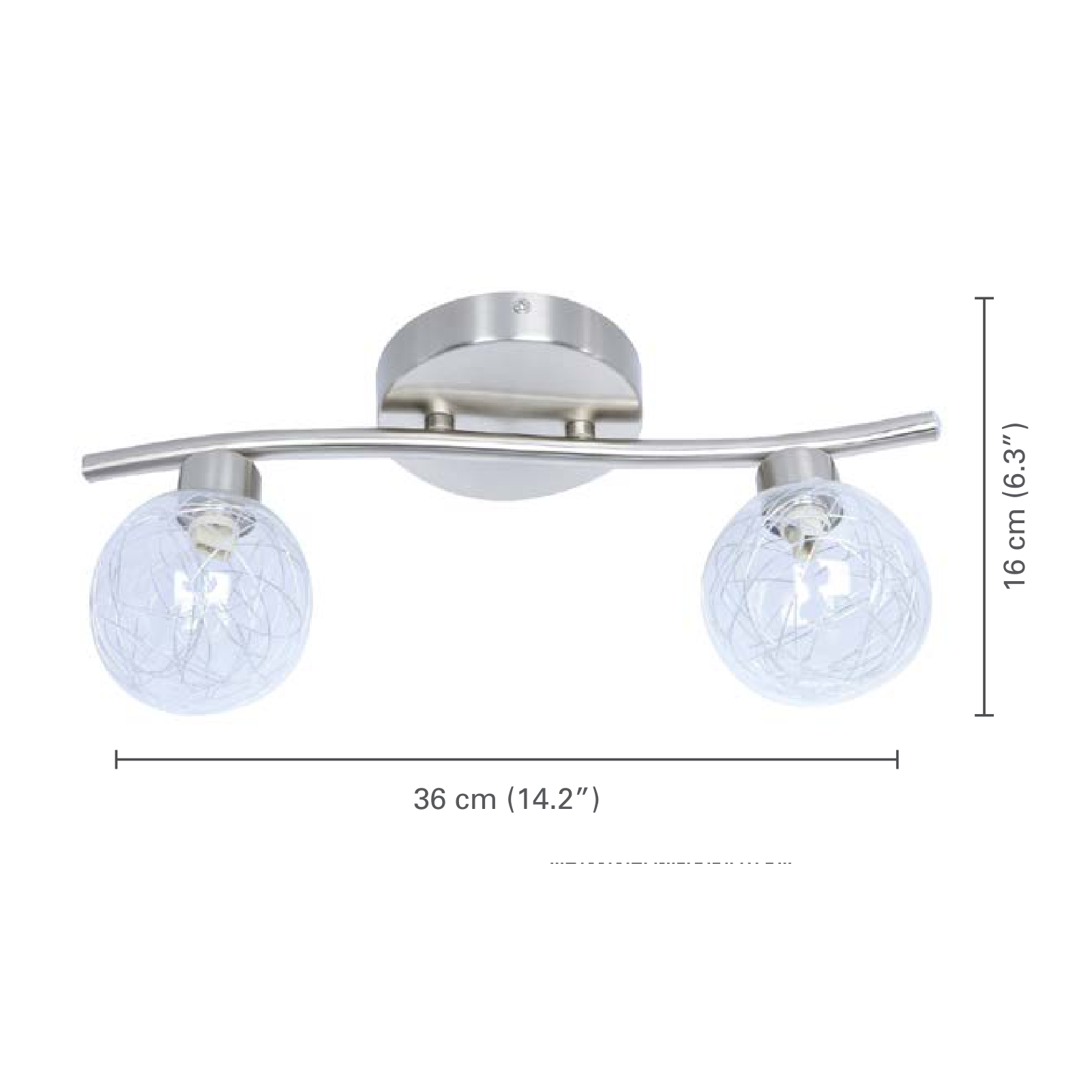 Xtricity - Plafonnier à 2 Têtes, Largeur de 14.17'', De la Collection Oscar, Argenté - dimensions - Simple Boutique