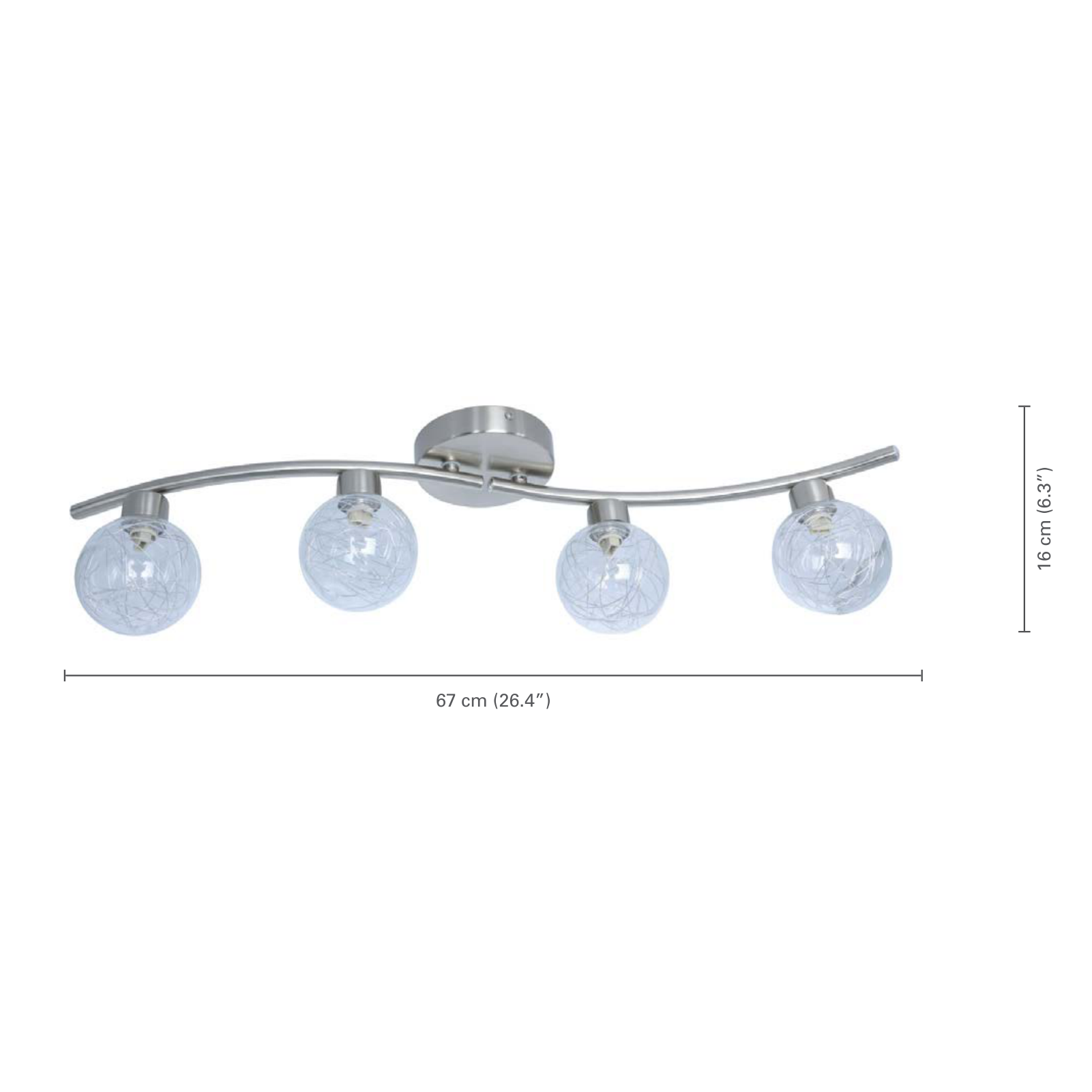 Xtricity - Plafonnier à 4 Têtes, Largeur de 26.3'', De la Collection Oscar, Argenté - dimensions - Simple Boutique