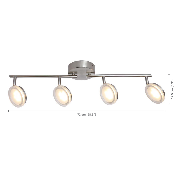 Xtricity - Plafonnier à 4 Têtes avec DEL Intégré, Largeur de 28.34'', De la Collection Anita, Nickel - dimensions - Simple Boutique