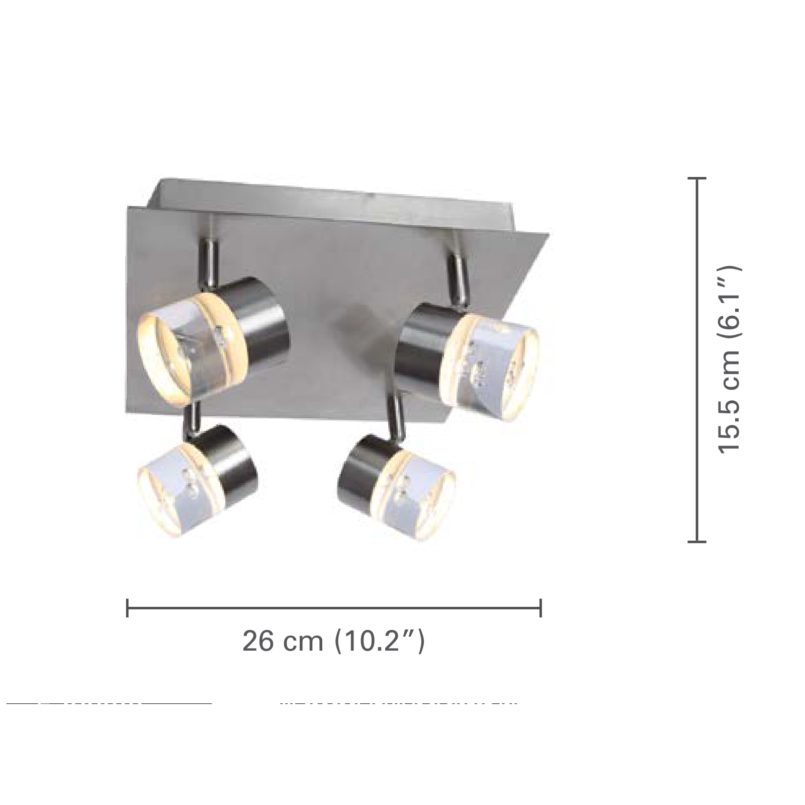Xtricity - Plafonnier à 4 Têtes avec DEL Intégré, Largeur de 10.2'', De la Collection Hope, Nickel - dimensions - Simple Boutique