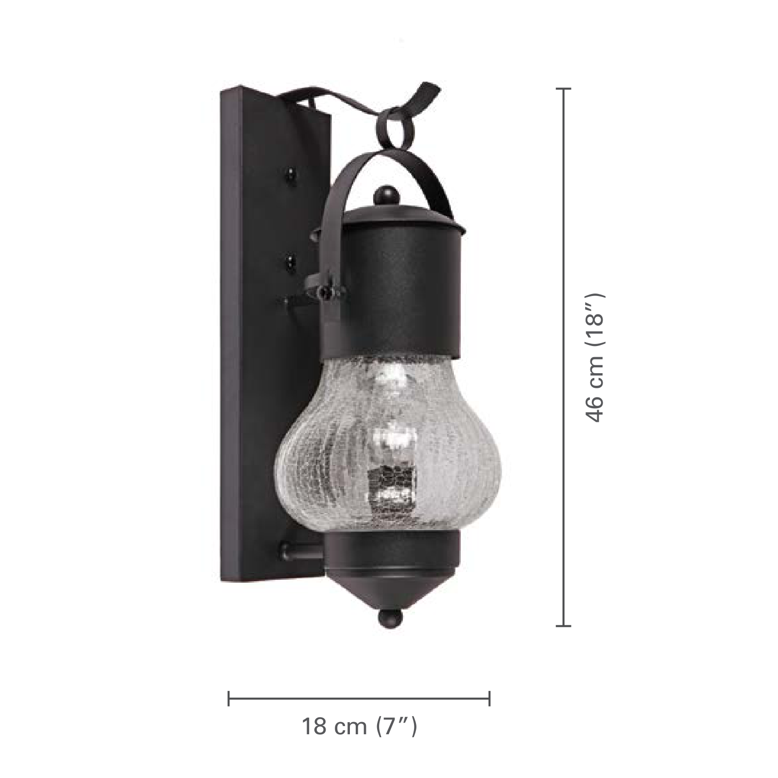 Xtricity - Luminaire Mural Extérieur, Hauteur de 18'', De la Collection Old Town, Noir - dimensions - Simple Boutique