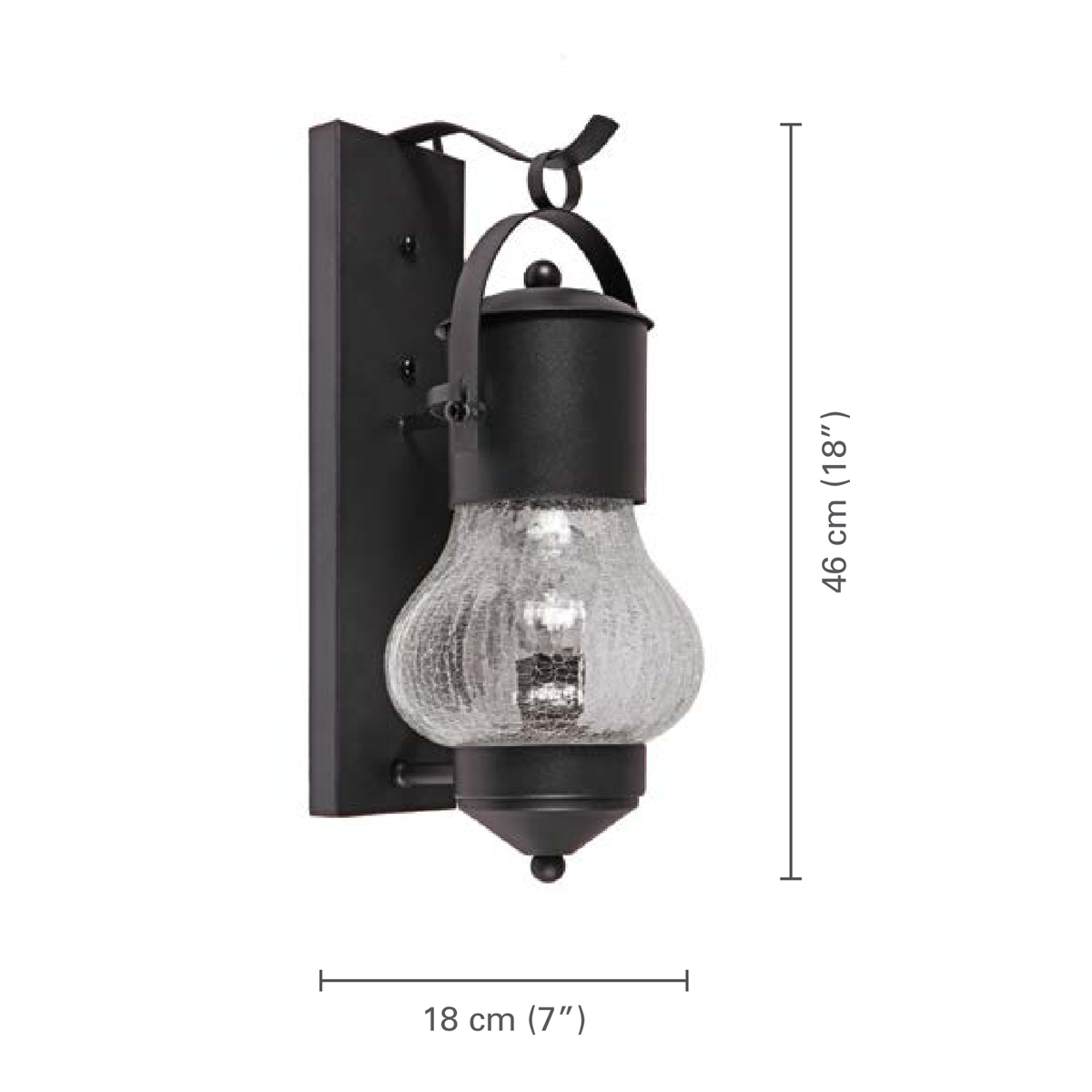 Xtricity - Luminaire Mural Extérieur, Hauteur de 18'', De la Collection Old Town, Noir - dimensions - Simple Boutique