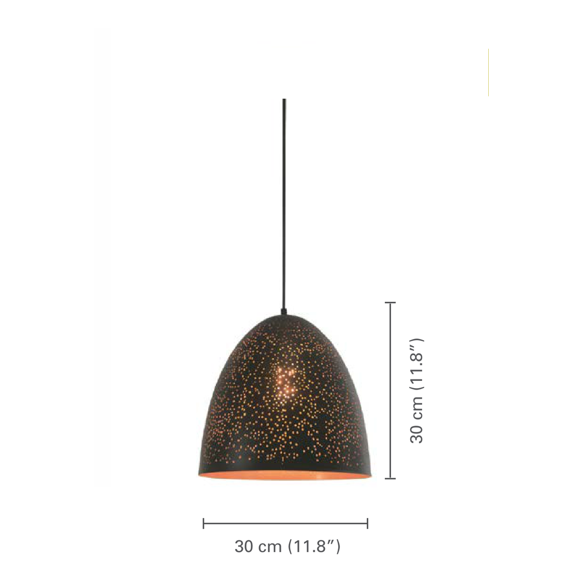 Xtricity - Luminaire Suspendu, Largeur de 11.81'', De la Collection Ashford, Noir et Or - dimensions - Simple Boutique