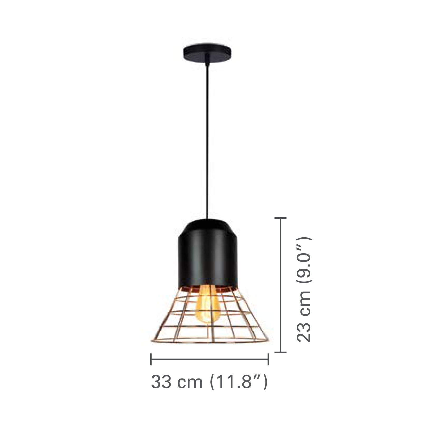 Xtricity - Luminaire Suspendu, 12'' de Largeur, De la Collection Eugene, Noir - dimensions - Simple Boutique