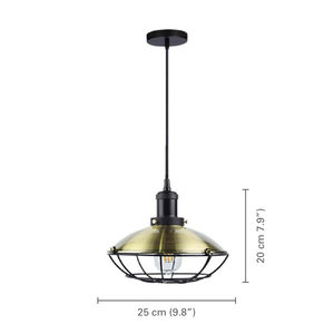 Xtricity - Luminaire Suspendu, Largeur de 9.84'', De la Collection Houston, Laiton Antique - dimensions - Simple Boutique