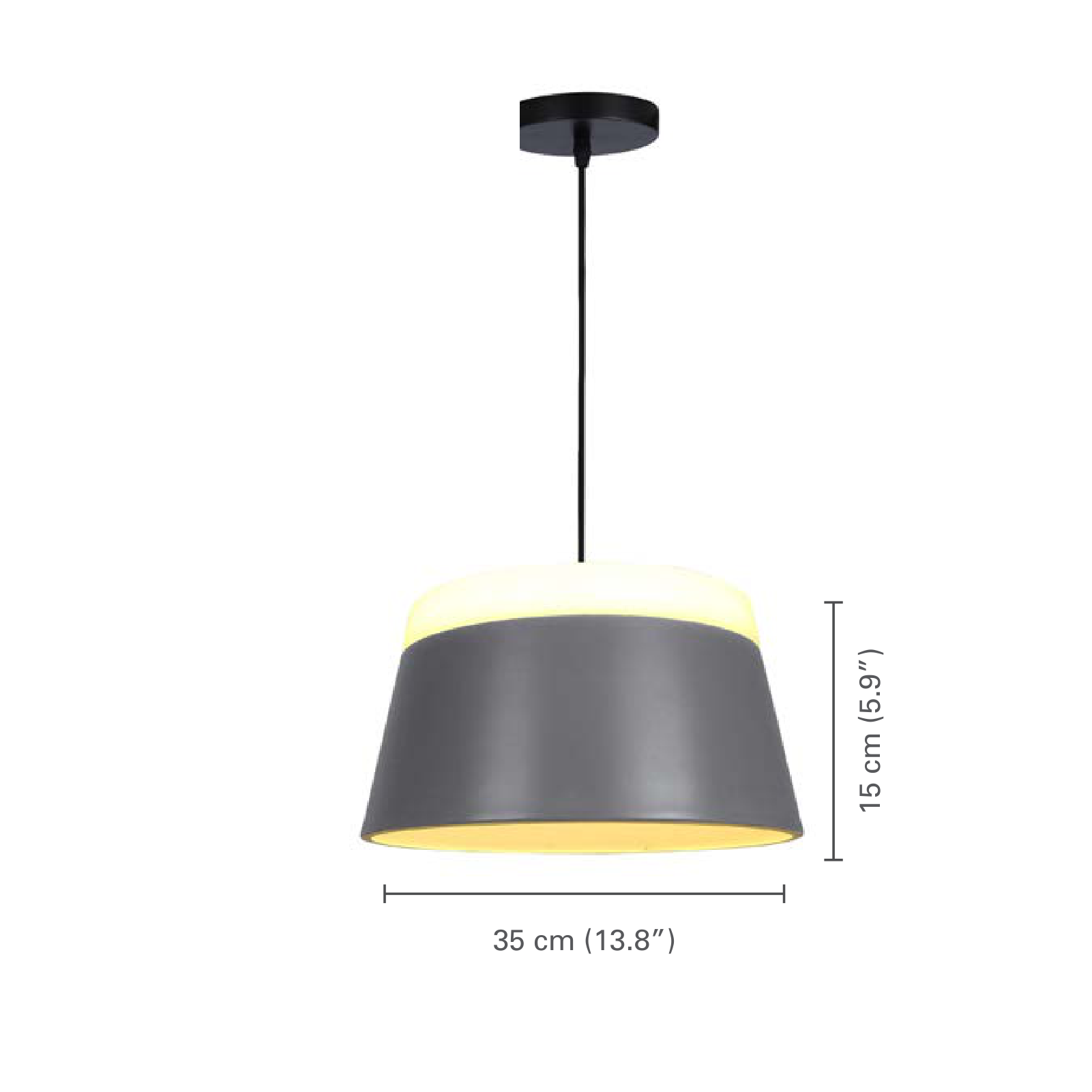 Xtricity - Luminaire Suspendu, Largeur de 13.77'', De la Collection Jazzi, Gris - dimensions - Simple Boutique