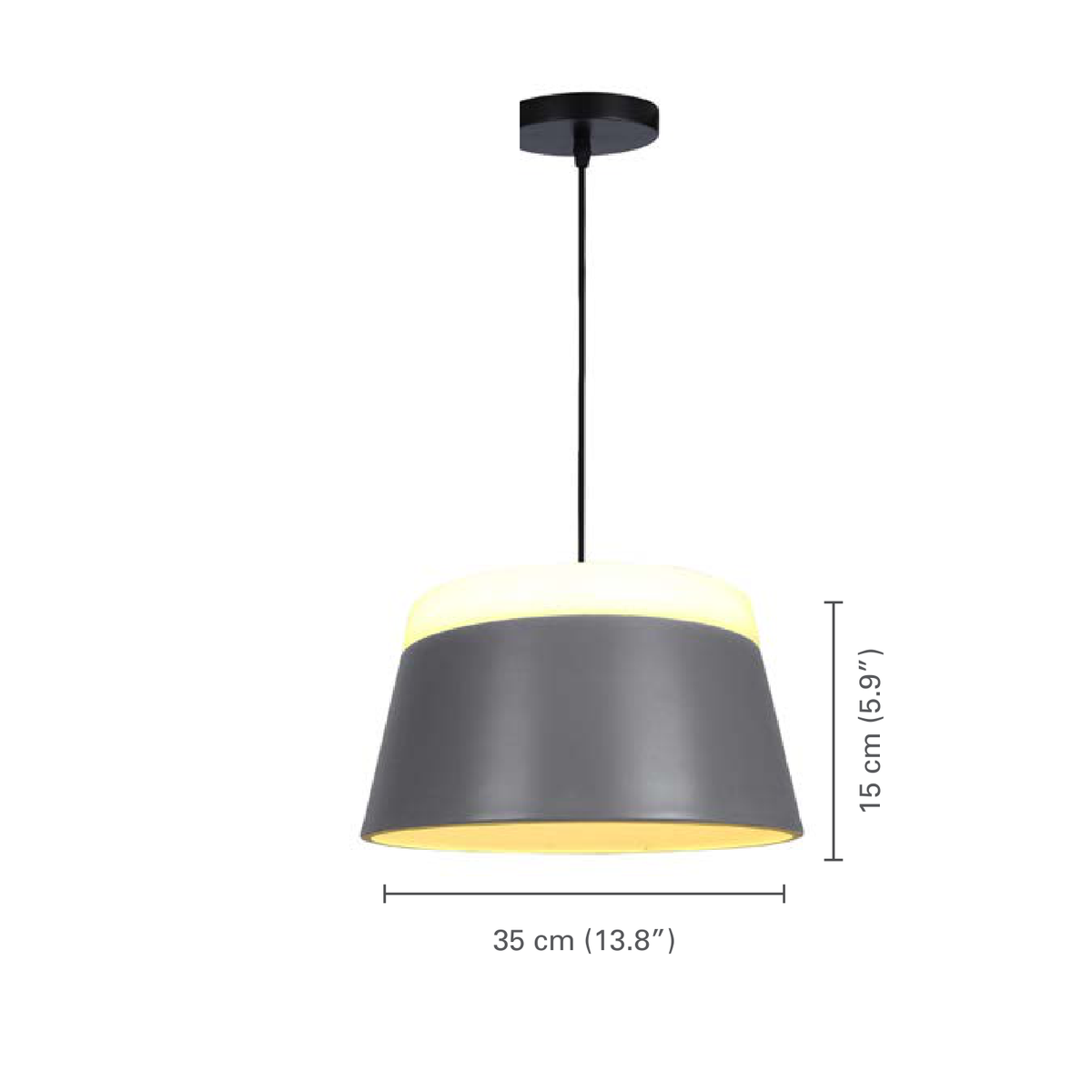 Xtricity - Luminaire Suspendu, Largeur de 13.77'', De la Collection Jazzi, Gris - dimensions - Simple Boutique