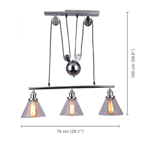 Xtricity - Luminaire Suspendu à 3 Lumières, Largeur de 29.1'', De la Collection Dakota, Chrome - dimensions - Simple Boutique