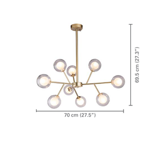 Xtricity - Luminaire Suspendu à 9 Lumières, Largeur de 27.5'', De la Collection Goldwin, Or - dimensions - Simple Boutique