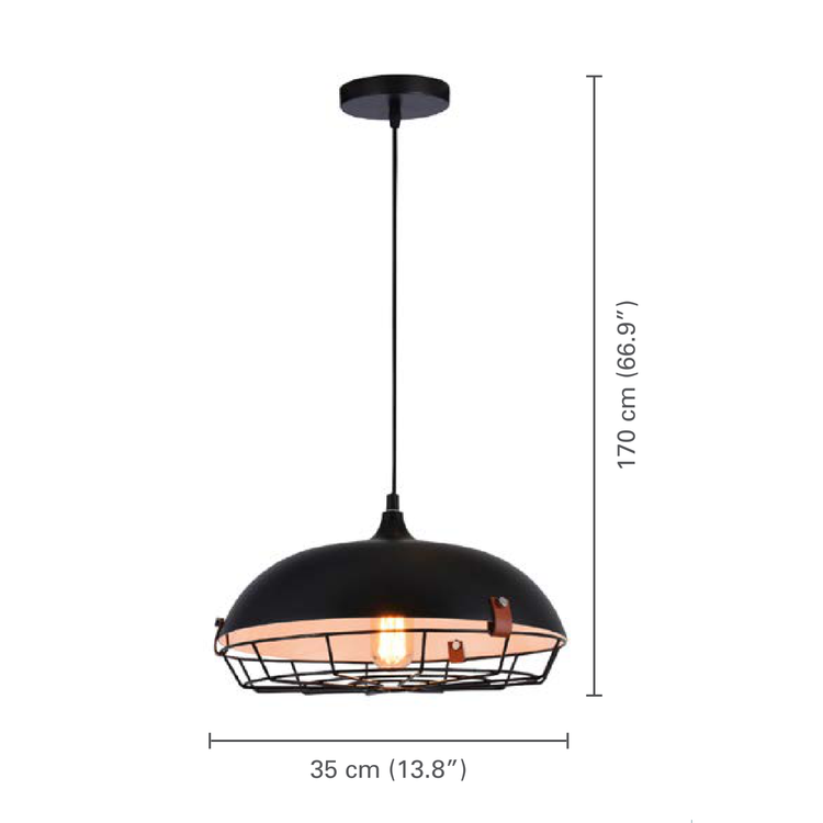Xtricity - Luminaire Suspendu, Largeur de 13.7'', De la Collection Volcano, Noir - dimensions - Simple Boutique