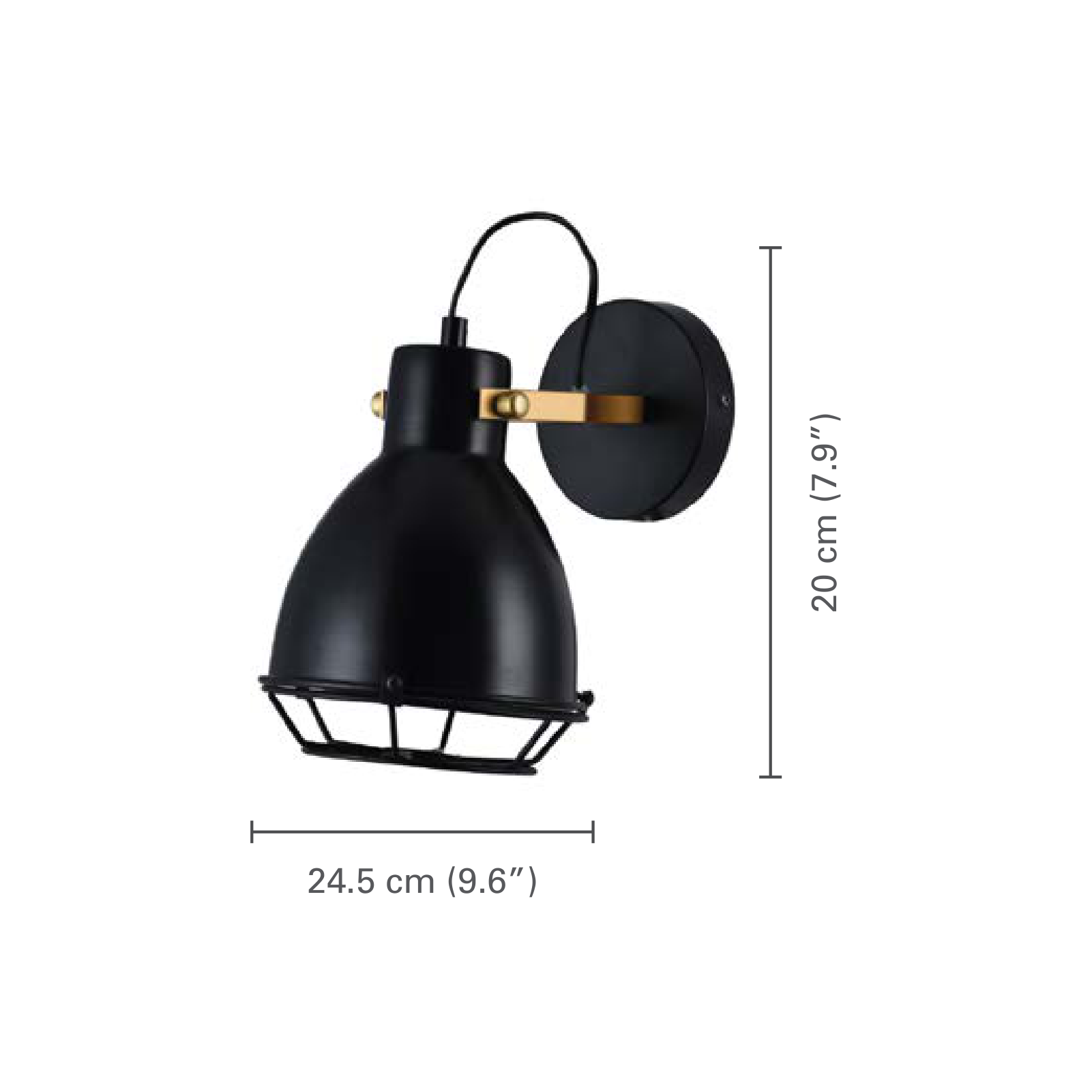 Xtricity - Luminaire Mural Interieur, Largeur de 9.6'', De la Collection Virginia, Noir - dimensions - Simple Boutique
