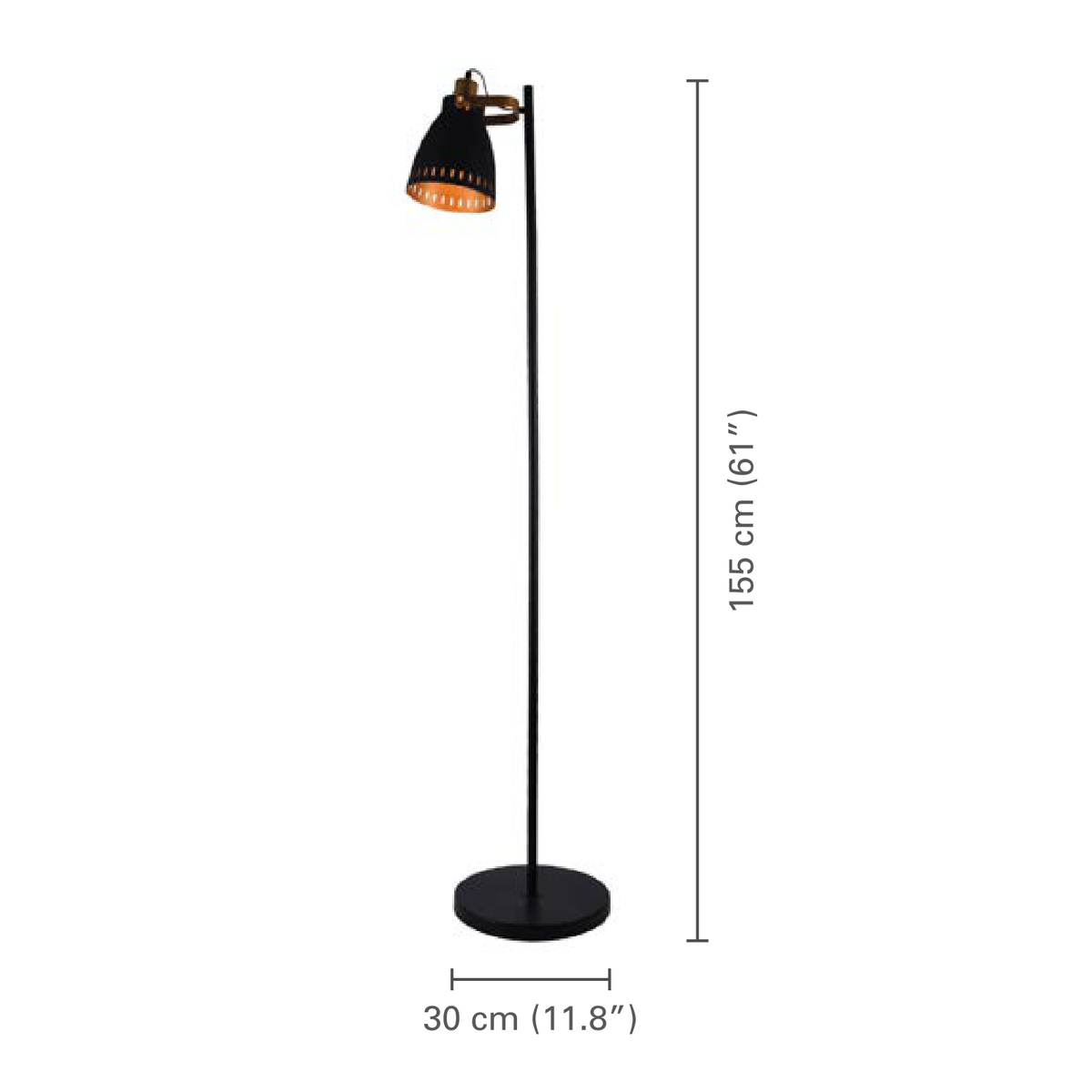 Xtricity - Luminaire sur Pied à 1 Tête, Hauteur de 5', De la Collection Parker, Noir - dimensions - Simple Boutique