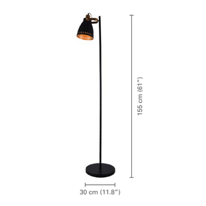Xtricity - Luminaire sur Pied à 1 Tête, Hauteur de 5', De la Collection Parker, Noir - dimensions - Simple Boutique
