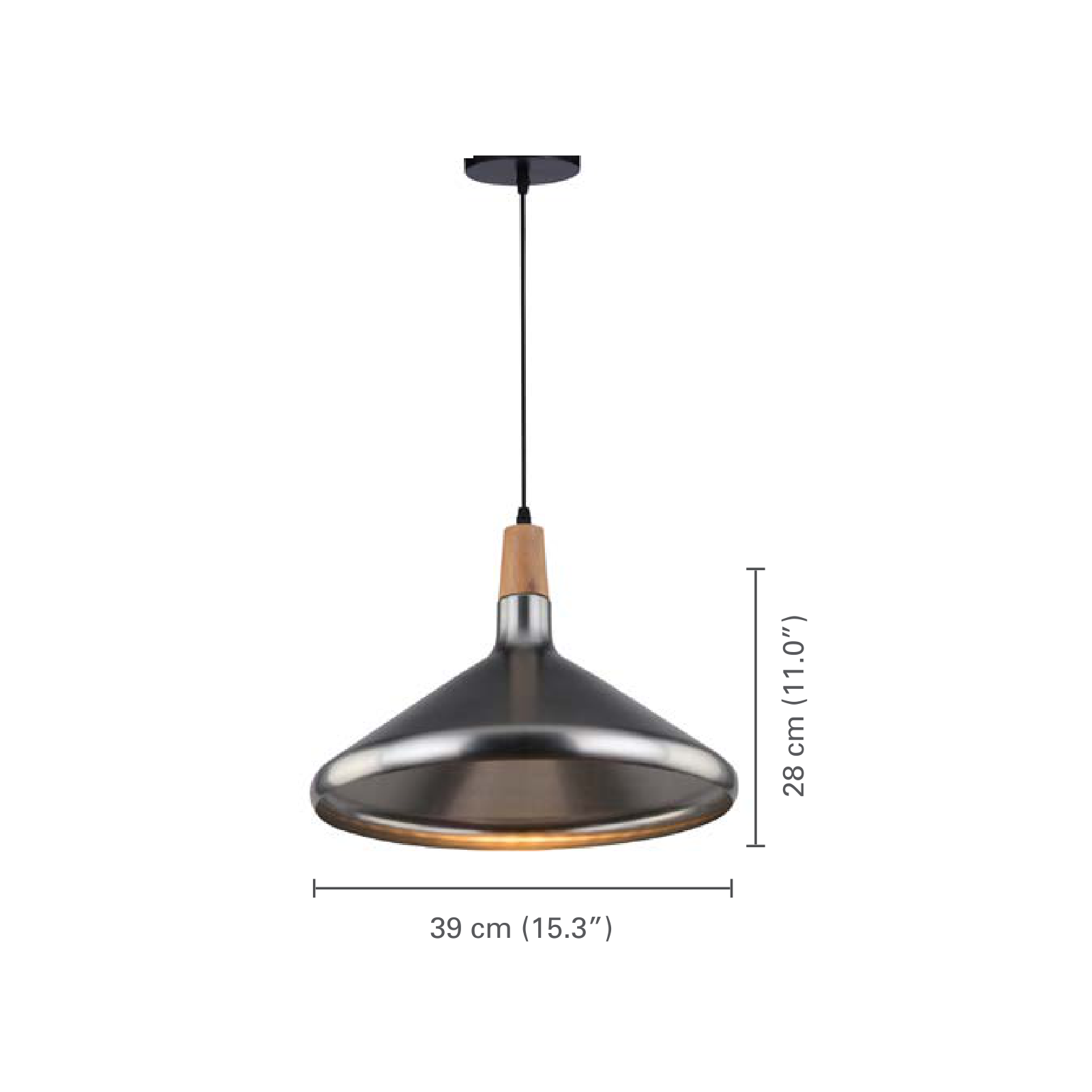 Xtricity - Luminaire Suspendu, Largeur de 15.3'', De la Collection Molly, Argent - dimensions - Simple Boutique