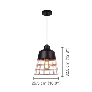Xtricity - Luminaire Suspendu, Largeur de 10'', De la Collection Monaco, Noir et Cuivre - dimensions - Simple Boutique