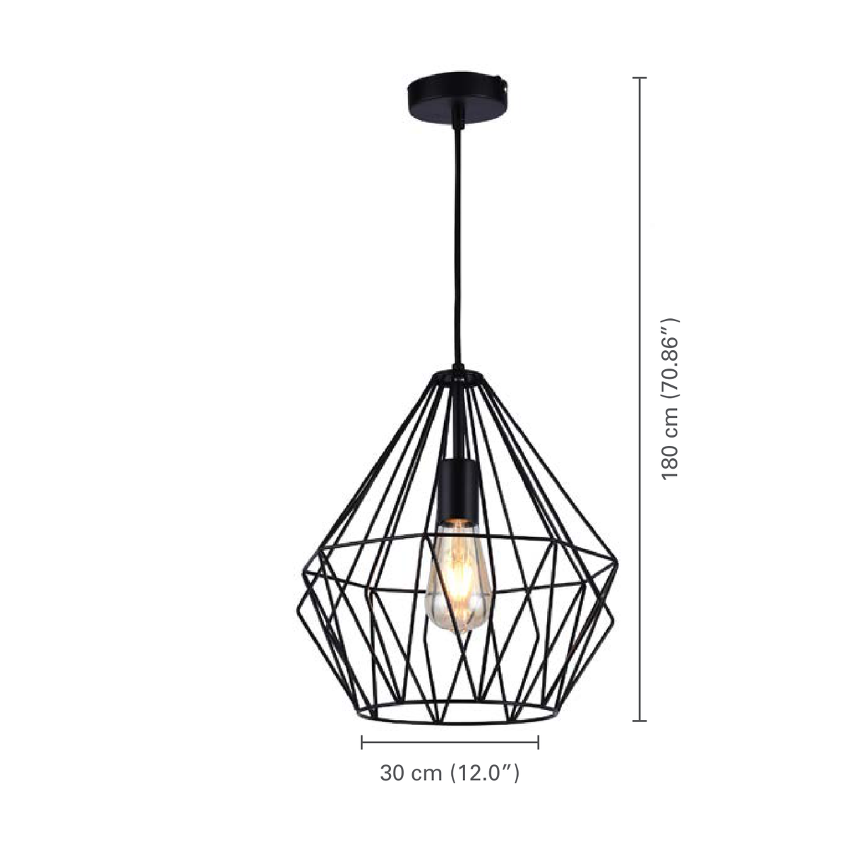 Xtricty - Luminaire Suspendu, Largeur de 11.81'', De la Collection Sterling, Noir - dimensions - Simple Boutique