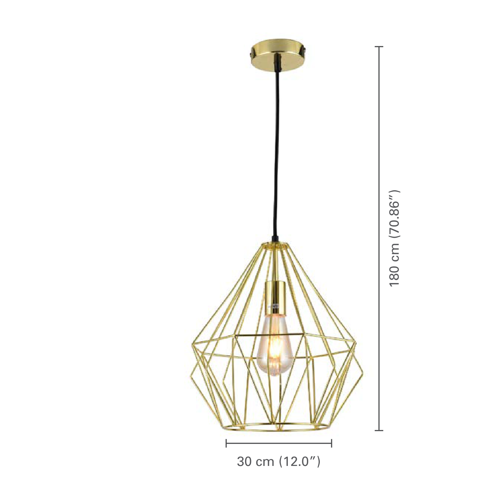 Xtricity - Luminaire Suspendu, 11.81'' de Largeur, De la Collection Sterling, Or - dimensions - Simple Boutique