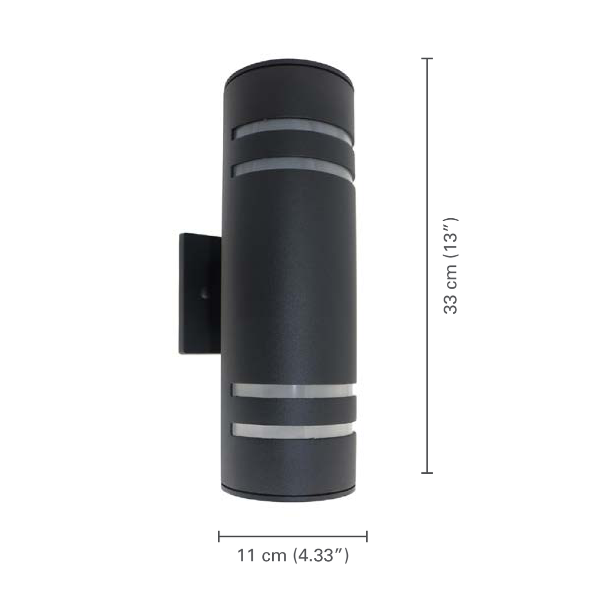 Xtricity - Luminaire Mural Extérieur, Hauteur de 12.99'', De la Collection Central Park, Aluminium Noir - dimensions - Simple Boutique