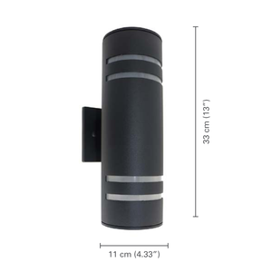 Xtricity - Luminaire Mural Extérieur, Hauteur de 12.99'', De la Collection Central Park, Aluminium Noir - dimensions - Simple Boutique