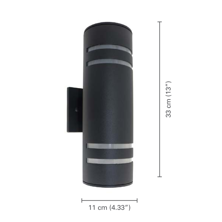 Xtricity - Luminaire Mural Extérieur, Hauteur de 12.99'', De la Collection Central Park, Aluminium Noir - dimensions - Simple Boutique