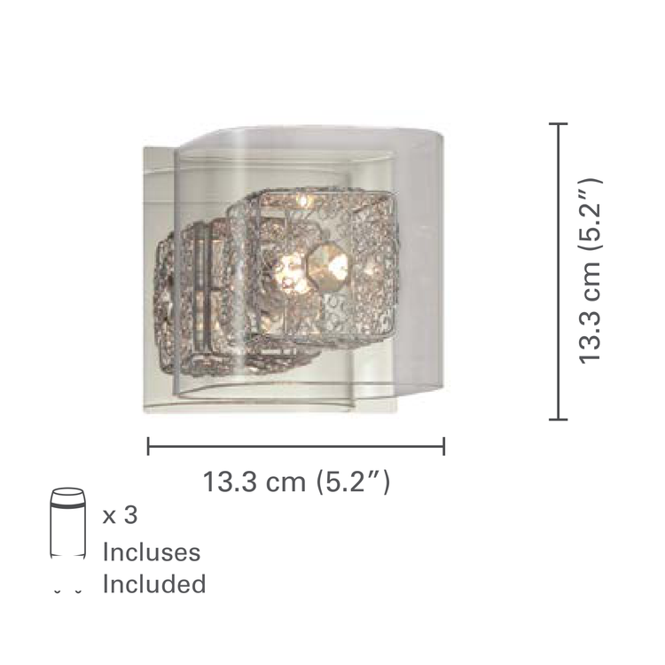 Xtricity - Lumière Décorative de Vanité, Largeur de 5.24'', De la Collection Fairview, Fini Chromé - dimensions - Simple Boutique