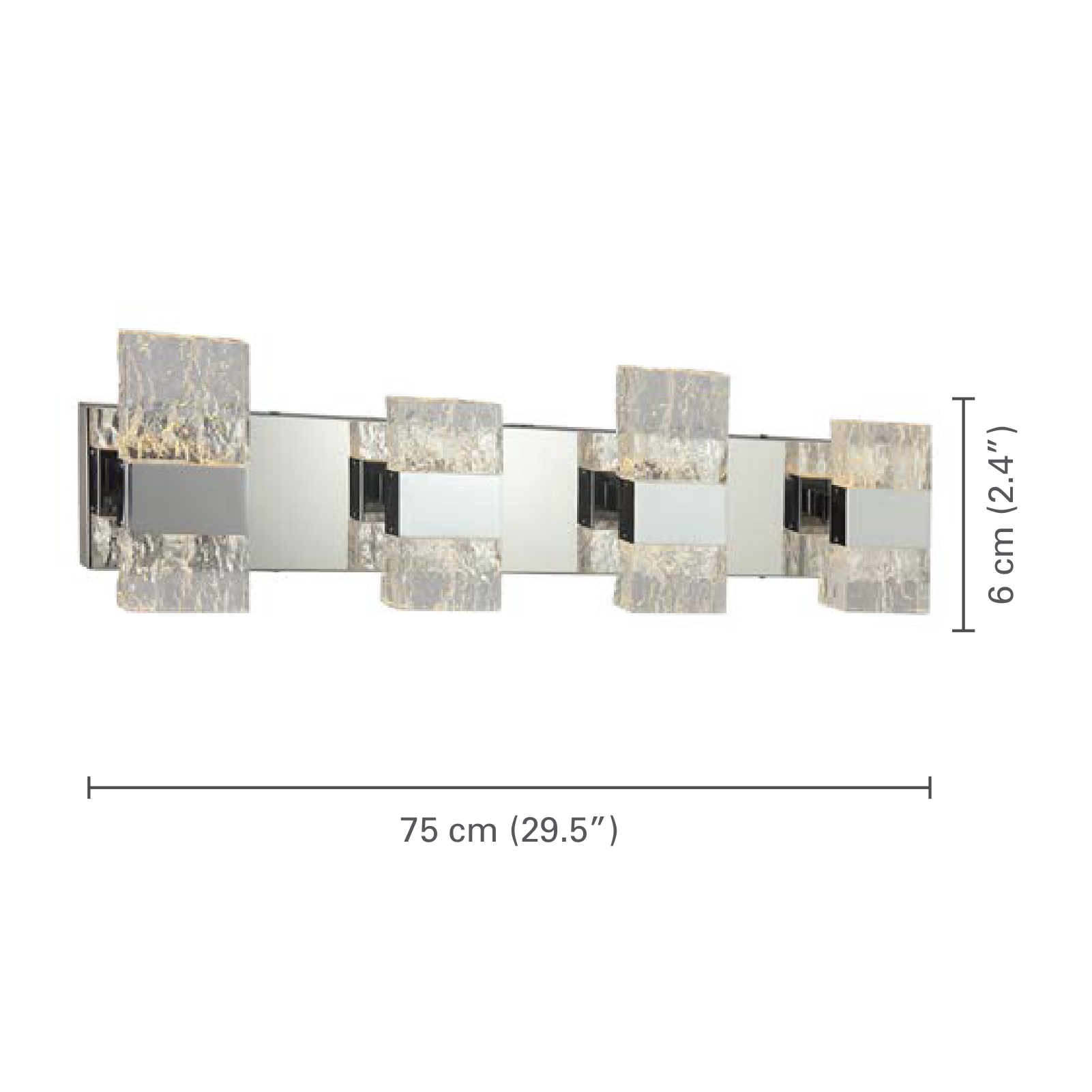 Xtricity - Luminaire de Vanité au DEL, Largeur de 29.5'', De la Collection Christalina, Fini Chromé - dimensions - Simple Boutique