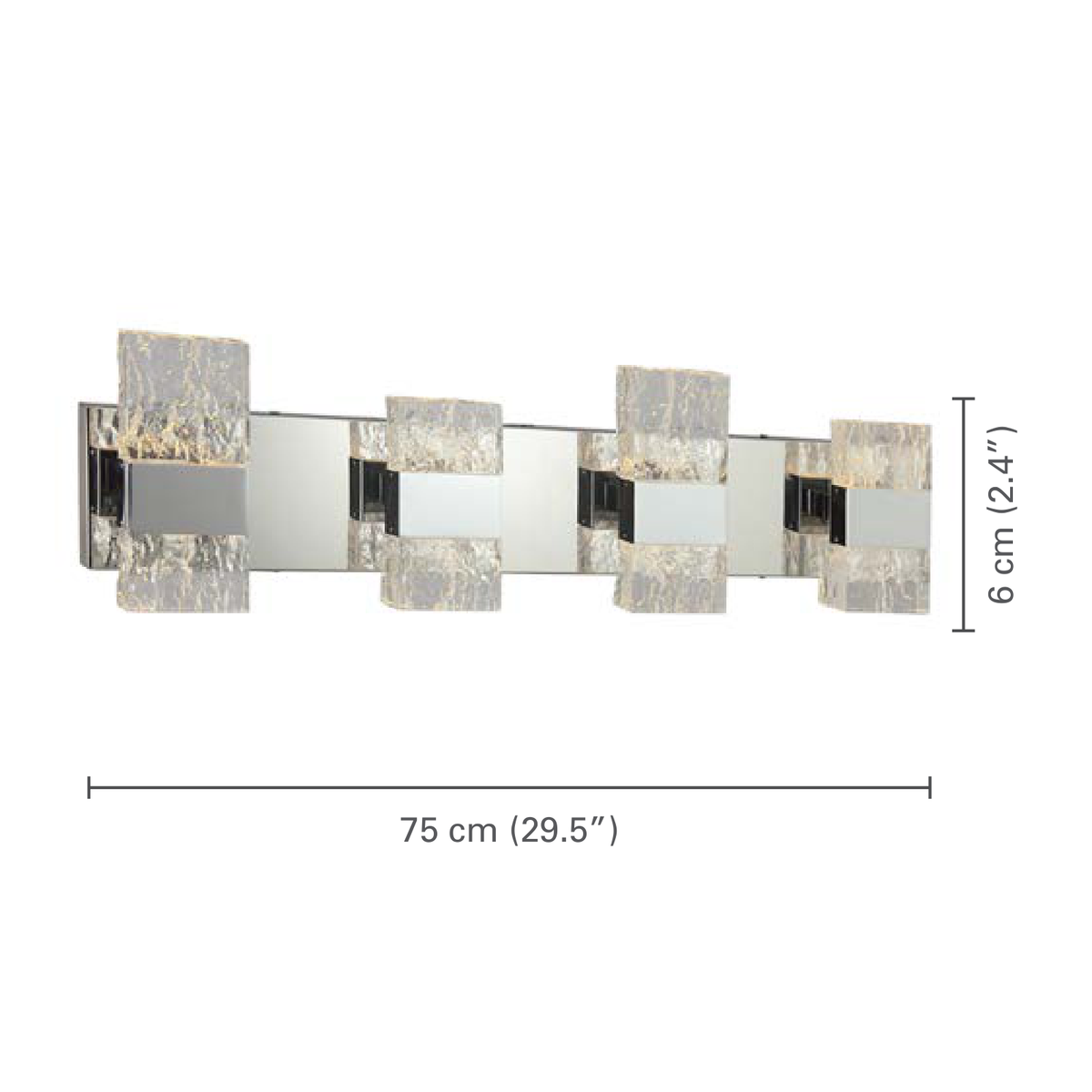 Xtricity - Luminaire de Vanité au DEL, Largeur de 29.5'', De la Collection Christalina, Fini Chromé - dimensions - Simple Boutique