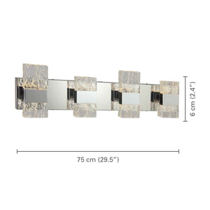Xtricity - Luminaire de Vanité au DEL, Largeur de 29.5'', De la Collection Christalina, Fini Chromé - dimensions - Simple Boutique