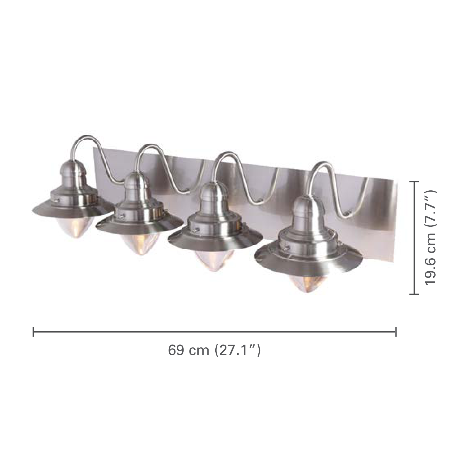 Xtricity - Luminaire de Vanité à 4 Lumières, Largeur de 27.1'', De la Collection Baltimore, Fini Nickel - dimensions - Simple Boutique