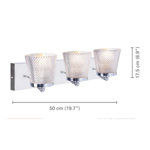 Xtricity - Luminaire de Vanité à 3 Lumières, Largeur de 19.7'', De la Collection Riva, Fini Chromé - dimensions - Simple Boutique