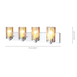 Xtricity - Luminaire de Vanité à 4 Têtes, Largeur de 26.4'', De la Collection Dawson, Fini Chromé - dimensions - Simple Boutique