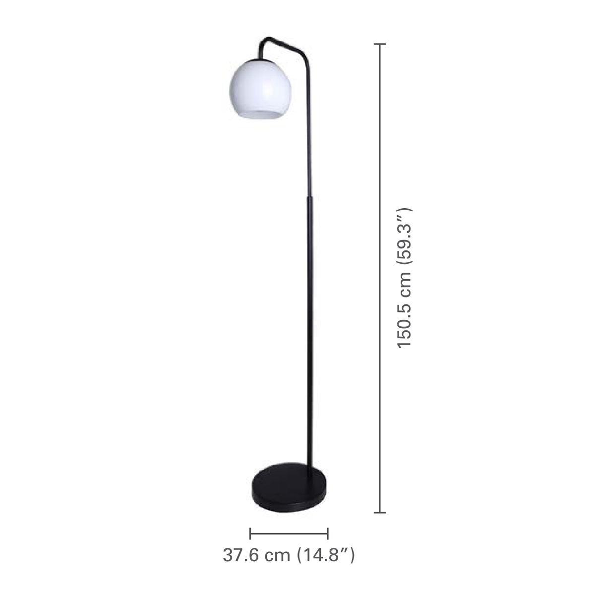 Xtricity - Lampe sur Pied, Hauteur de 59.2'', De la Collection Cape Town, Blanc et Noir - dimensions - Simple Boutique