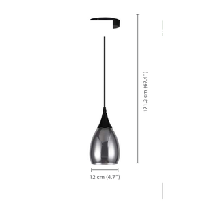 Xtricity - Luminaire Suspendu à 1 Lumière, Largeur de 4.7'', De la Collection Repley, Noir - dimensions - Simple Boutique