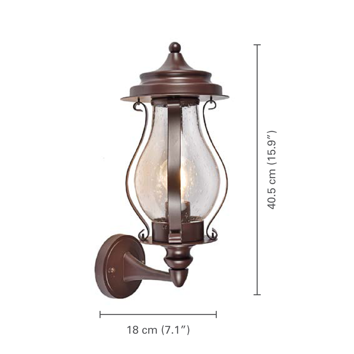 Xtricity - Luminaire Mural Extérieur, Hauteur de 15.9'', De la Collection Alanah, Brun - dimensions - Simple Boutique