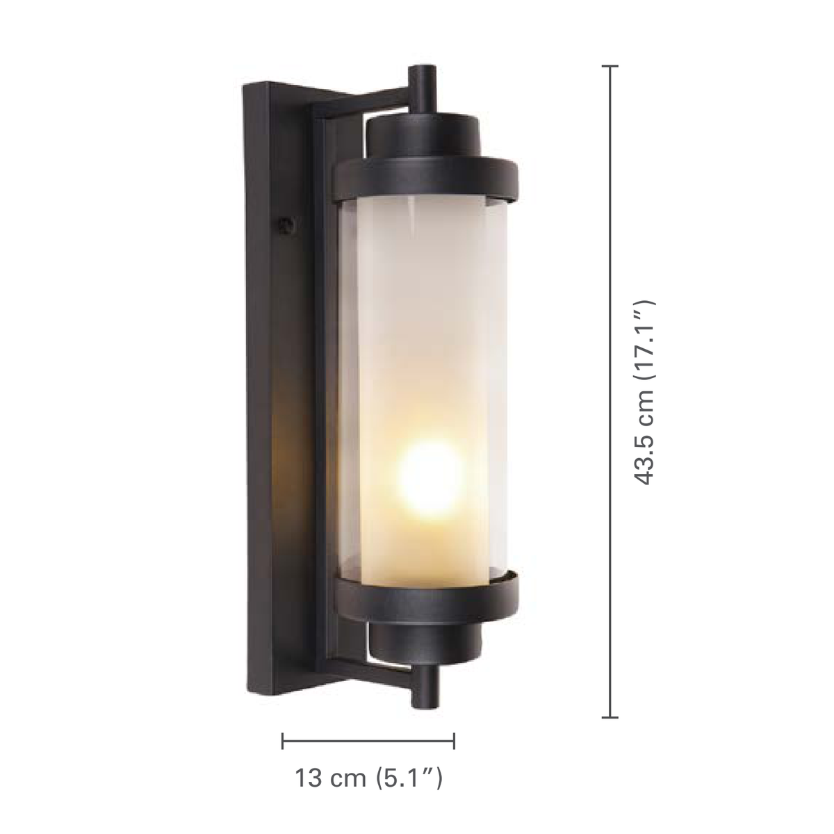 Xtricity - Luminaire Mural Extérieur, Hauteur de 17.1'', De la Collection Bali, Noir - dimensions - Simple Boutique