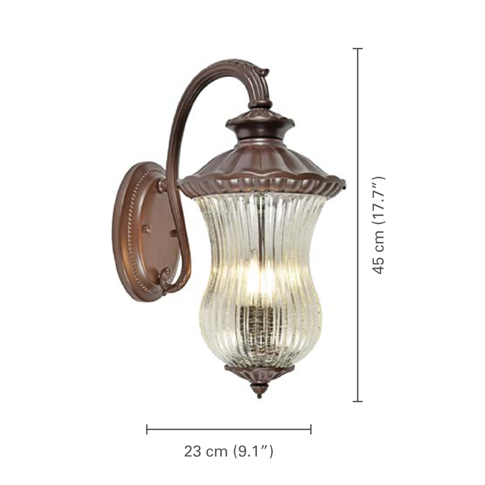 Xtricity - Luminaire Mural Extérieur, Hauteur de 17.7'', De la Collection Aubrey, Brun - dimensions - Simple Boutique