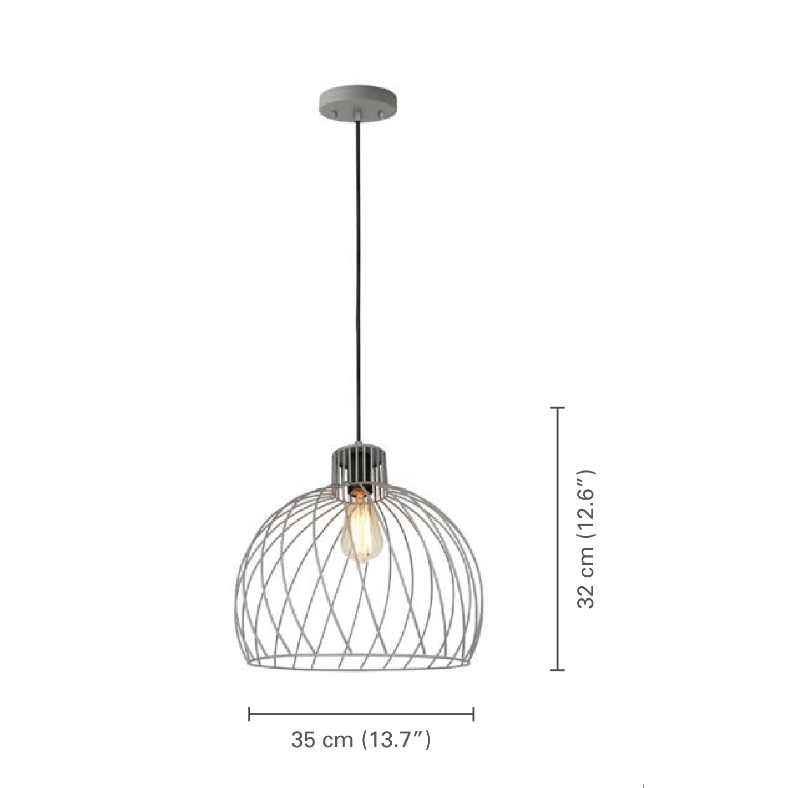 Xtricity - Luminaire Suspendu, Largeur de 13.7'' De la Collection Baldwin, Gris - dimensions - Simple Boutique