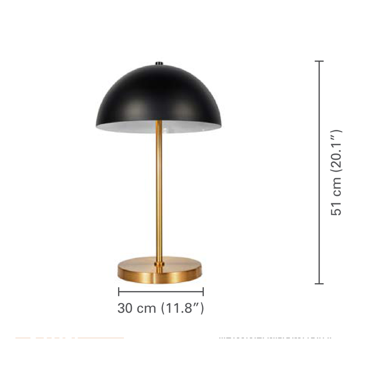 Xtricity - Lampe de Table, Hauteur de 20.1", De la Collection Bradford, Noir et Doré - dimensions - Simple Boutique