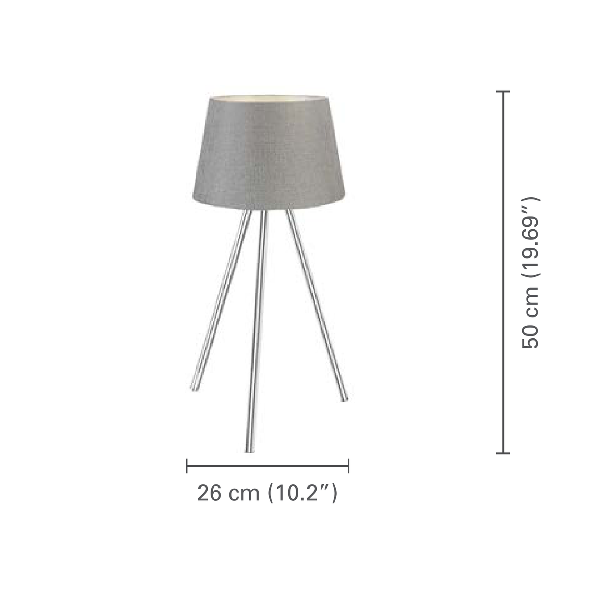 Xtricity - Lampe de Table Moderne, Hauteur de 19.7", De la Collection Bruce, Gris - dimensions - Simple Boutique