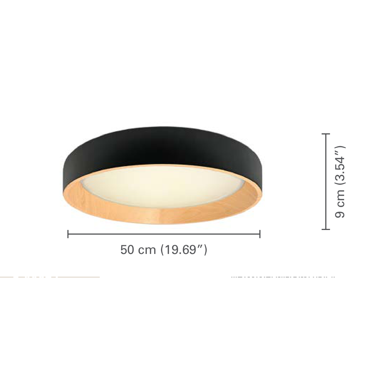 Xtricity - Plafonnier avec DEL Intégré, Diamètre de 19.7", De la Collection York, Noir - dimensions - Simple Boutique
