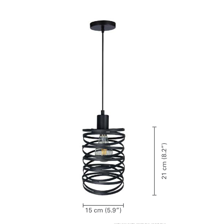Xtricity - Luminaire Suspendu, Hauteur de 8,2", De la Collection Rio, Noir - dimensions - Simple Boutique