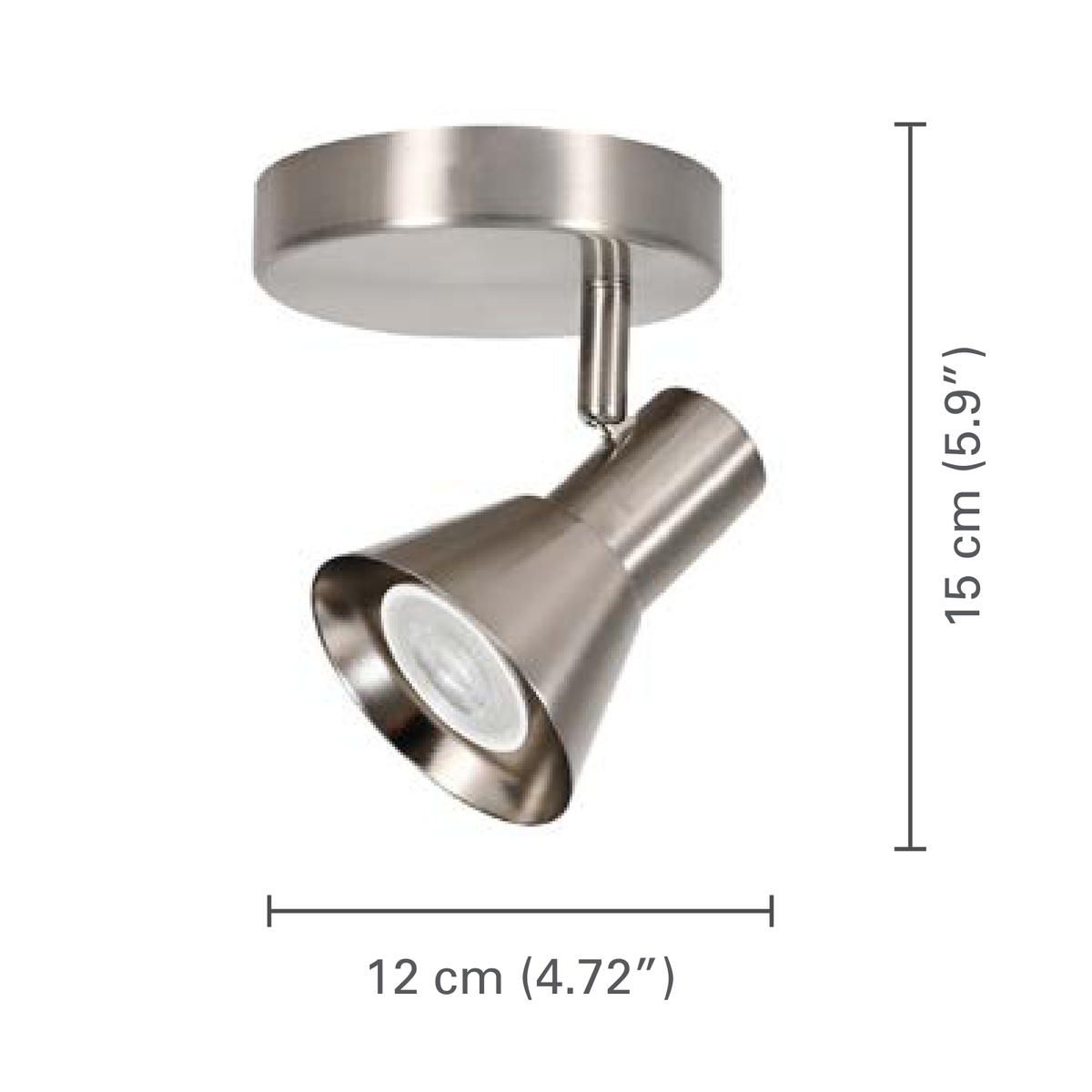 Xtricity - Luminaire Directionnel à 1 Tête, Largeur de 4.72", De la Collection Rosalie, Nickel - dimensions - Simple Boutique