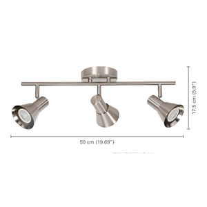 Xtricity - Rail d'éclairage à 3 Têtes, Largeur de 19.69", De la Collection Rosalie, Nickel - dimensions - Simple Boutique