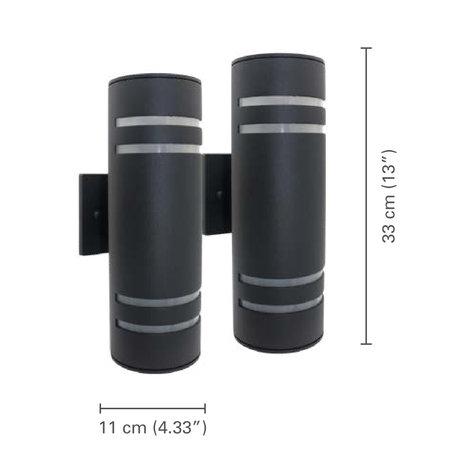 Xtricity - Ensemble de 2 Luminaire Mural Extérieur, Hauteur de 12.99'', De la Collection Central Park, Aluminium Noir - dimensions - Simple Boutique