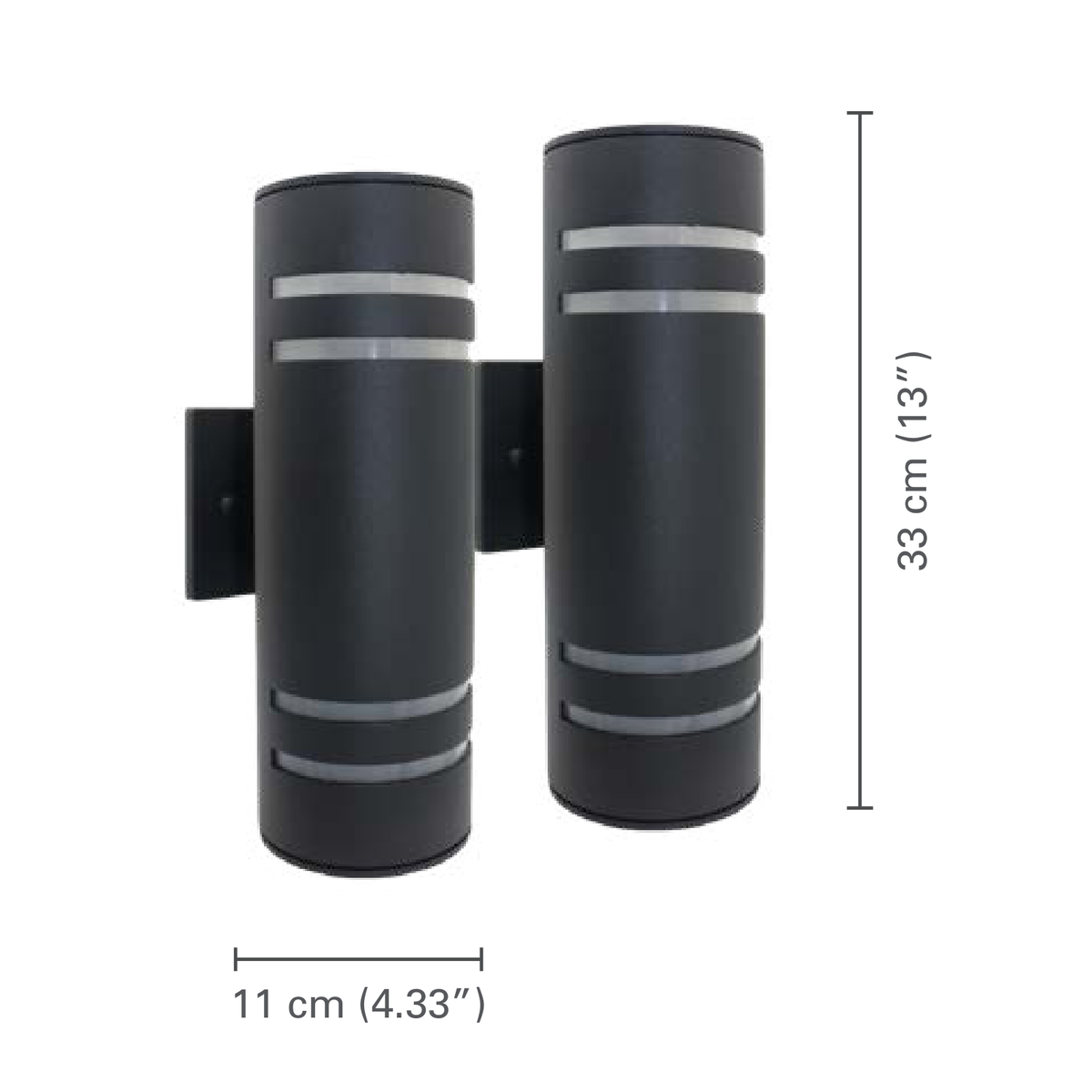 Xtricity - Ensemble de 2 Luminaire Mural Extérieur, Hauteur de 12.99'', De la Collection Central Park, Aluminium Noir - dimensions - Simple Boutique