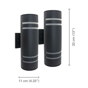Xtricity - Ensemble de 2 Luminaire Mural Extérieur, Hauteur de 12.99'', De la Collection Central Park, Aluminium Noir - dimensions - Simple Boutique