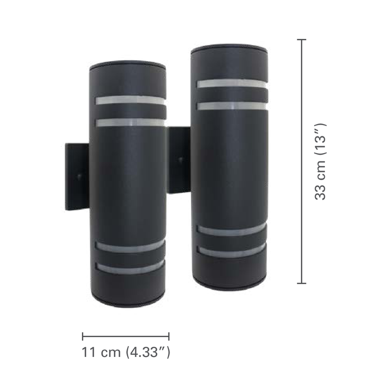 Xtricity - Ensemble de 2 Luminaire Mural Extérieur, Hauteur de 12.99'', De la Collection Central Park, Aluminium Noir - dimensions - Simple Boutique