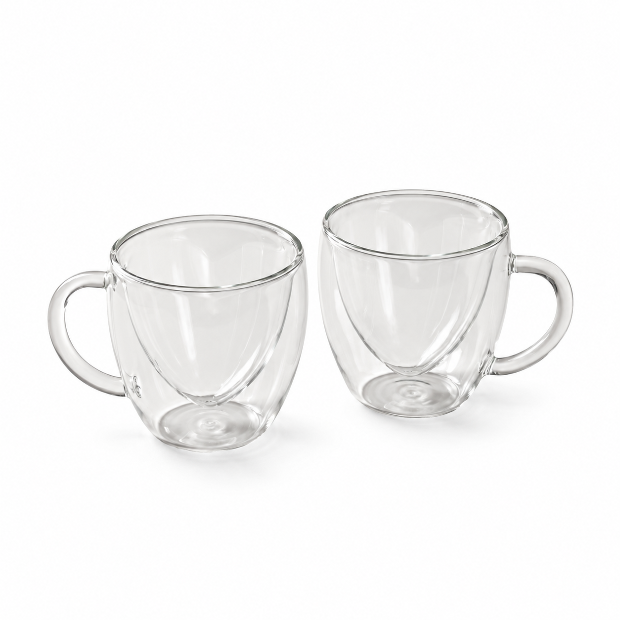 Tasses en verre à double paroi en forme de cœur 250 ml - Lot de 2