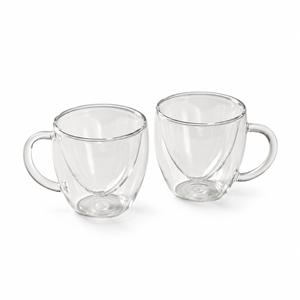 Tasses en verre à double paroi en forme de cœur 250 ml - Lot de 2